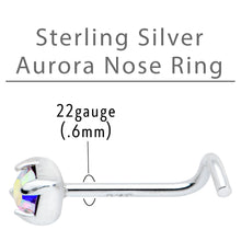 Load image into Gallery viewer, Sterling Silver 3mm Aurora Nose Ring Created with Crystals