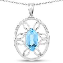 Load image into Gallery viewer, 6.17 Carat Genuine Swiss Blue Topaz .925 Sterling Silver Pendant
