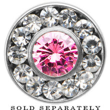 Load image into Gallery viewer, 4G Stainless Steel Clear Pink CZ Screw Fit Tunnel