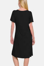 Load image into Gallery viewer, V-Neck Short Sleeve Dress For Women – Timeless V-Neck Dress, Classic Short Sleeve Dress, Chic Casual Dress, Elegant V-Neck Dress, Flattering Short Sleeve Dress, Effortless Wardrobe Essential, Comfortable Everyday Dress