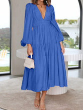 Load image into Gallery viewer, Lightweight Deep V-Neck Balloon Sleeve Maxi Dress Elegant & Flowing Silhouette Unique Dress