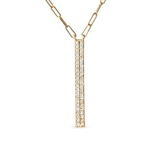 Load image into Gallery viewer, 14K Yellow Gold 3/8 Cttw Two-Strand Marquise and Bar Charm Paper Clip Link Pendant Necklace (I-J Color, I1-I2 Clarity) -18" and 20" Inch Lengths