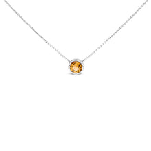 Load image into Gallery viewer, .925 Sterling Silver 7MM Bezel Set Created Purple Amethyst Pendant Necklace - 18" Inches