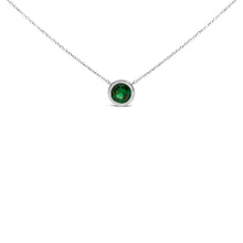 Load image into Gallery viewer, .925 Sterling Silver 7MM Bezel Set Created Purple Amethyst Pendant Necklace - 18" Inches