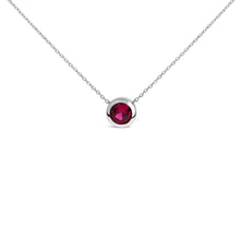 Load image into Gallery viewer, .925 Sterling Silver 7MM Bezel Set Created Purple Amethyst Pendant Necklace - 18" Inches