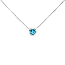 Load image into Gallery viewer, .925 Sterling Silver 7MM Bezel Set Created Purple Amethyst Pendant Necklace - 18" Inches