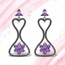 Load image into Gallery viewer, 6.31 Carat Genuine Amethyst & Black Spinel .925 Sterling Silver Earrings