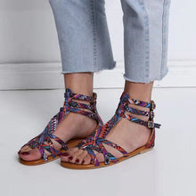 Load image into Gallery viewer, Women's Sandals Summer Shoes Leather Sandals Flats Summer Woman Beach Sandals Arch Support Casual Comfort Retro Slip On Summer Sandal Ladies Casual Beach Flats