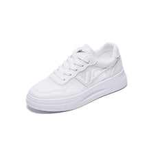 Load image into Gallery viewer, Spring Fashion Breathble Women Sneakers Leather Platform Shoes Women Lace Up Casual Shoes White Fashion Sneakers White PU Leather Platform Sneaker For Women Lace Up Walking Sneakers