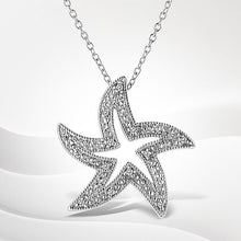 Load image into Gallery viewer, .925 Sterling Silver Prong-Set Diamond Accent Starfish 18" Pendant Necklace (I-J Color, I1-I2 Clarity)
