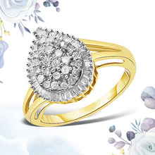 Load image into Gallery viewer, 14K Yellow and White Gold 1.00 Cttw Round and Baguette-Cut Diamond Ballerina Cocktail Ring (H-I Color, SI2-I1 Clarity)