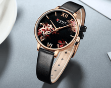 Load image into Gallery viewer, Womens Watches With Decoupage Flower Patterns And Details Of Large Roman Numbers