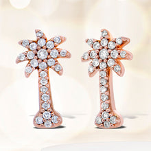 Load image into Gallery viewer, 10K Rose Gold 1/4 Cttw Diamond Palm Tree Push Back Stud Earrings (H-I Color, I1-I2 Clarity)