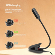 Load image into Gallery viewer, Stepless Dimming Desk Lamp Night Light For Kids Bedrooms Book Light USB Rechargeable Flexible LED Clip Reading Night Light In 3 Brightness Modes Table Lamp Desk Bedside Lantern for Reading in Bed, Travel, Music Stand