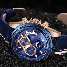 Load image into Gallery viewer, Men's Waterproof Sports Watch With Leather Belts, Chronometers Day View Fluorescent Pointers Unique Design Perfect Gift