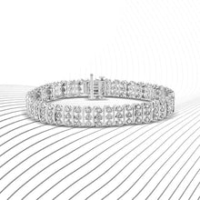 Load image into Gallery viewer, .925 Sterling Silver 1.00 Cttw Diamond Multi Row Heart Link Bracelet (H-I Color, I1-I2 Clarity) - 7.25" Inches