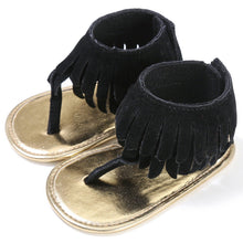 Load image into Gallery viewer, Baby Summer Newborn 0-18M Infant Baby Girls Children's Sandals Summer New Retro Tassel Flannel Baby Shoes Solid Non-slip