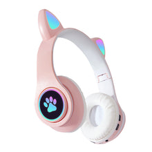 Load image into Gallery viewer, Interesting New Kids Headphones Wireless Bluetooth In Cat Ears Headphones Style With Noise Reduction Live Breathing Lights Glare and LED Lights