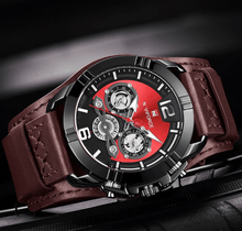 Load image into Gallery viewer, Men's Leather Waterproof Watch With Chronometers And Fluorescent Hands Excellent Design Perfect Gift