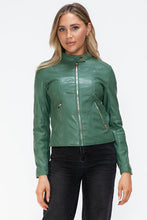 Load image into Gallery viewer, Women Classic Snobbish Faux Leather Zip-Up Drawstring Hooded Jacket Edgy & Casual PU Leather Jacket For Streetwear