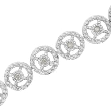 Load image into Gallery viewer, .925 Sterling Silver 1/2 Cttw Diamond Nested Circle Miracle Set Open Wheel 7" Fashion Link Bracelet (I-J Color, I3 Clarity)