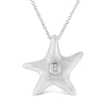Load image into Gallery viewer, .925 Sterling Silver Prong-Set Diamond Accent Starfish Pendant Necklace (I-J Color, I1-I2 Clarity) - Size 18"
