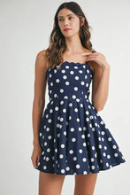 Load image into Gallery viewer, Polka Dot Mini Dress with Ricrac Trim Strap For Women – Playful Polka Dot Design, Unique Ricrac Trim, Fluttering, Chic Mini Dress for Casual or Summer Events