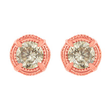 Load image into Gallery viewer, 14K Yellow Gold Plated .925 Sterling Silver 1.0 Cttw Round Brilliant Cut Diamond Solitaire Milgrain Stud Earrings (K-L Color, I2-I3 Clarity)