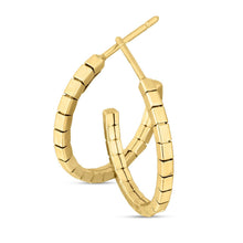 Load image into Gallery viewer, 14k Yellow Gold Brick Omega Hoop Earrings