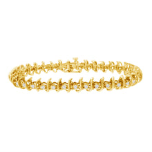 Load image into Gallery viewer, 10KT Yellow Gold Plated .925 Sterling Silver 1 cttw Prong-Set Diamond Link Bracelet (J-K, I1-I2) - 7.5"
