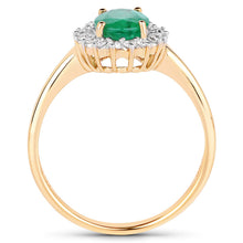 Load image into Gallery viewer, 1.39 Carat Genuine Zambian Emerald and White Diamond 10K Yellow Gold Ring