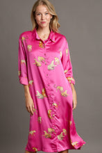 Load image into Gallery viewer, Bold Animal Print Button Down Midi Shirt Dress for Plus Size Women Comfortable, Chic & Elegant Buttoned Print Midi Dress with Slit