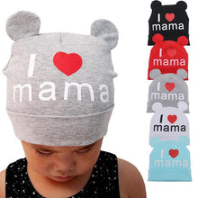 Load image into Gallery viewer, Modern Baby Hat Cute Ear Cotton Girls Cap Scarf Infant Hats Finger love Kids Boys Knitted Cap Winter hat I love mama/pap Cap