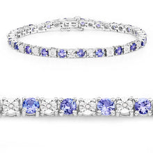 Load image into Gallery viewer, 5.44 Carat Genuine Tanzanite and White Diamond .925 Sterling Silver Bracelet