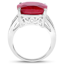 Load image into Gallery viewer, 14.47 Carat Dyed Ruby and White Topaz .925 Sterling Silver Ring