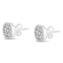 Load image into Gallery viewer, 14K White Gold 1.0 Cttw Brilliant-Cut Diamond Halo-Style Cluster Round Button Stud Earrings (H-I Color, I1-I2 Clarity)