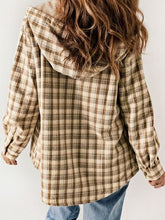 Load image into Gallery viewer, Plaid Snap Down Plush Hooded Jacket Soft & Warm Women Outerwear Cozy And Comfortable Jacket