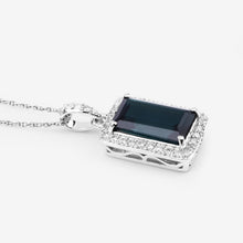 Load image into Gallery viewer, 3.55 Carat Genuine Green Tourmaline and White Diamond 14K White Gold Pendant