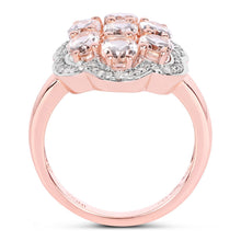 Load image into Gallery viewer, 3.06 Carat Genuine Morganite and White Diamond .925 Sterling Silver Ring