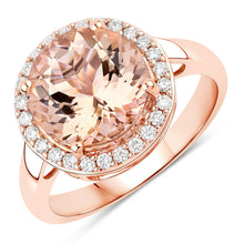 Load image into Gallery viewer, 3.61 Carat Genuine Morganite and White Diamond 14K Rose Gold Ring