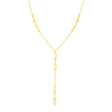 Load image into Gallery viewer, 14K Yellow Gold Lariat Necklace with Paperclip Chain Stations