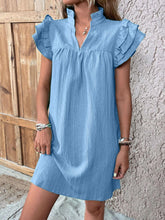 Load image into Gallery viewer, Elegant Ruffled Cap Sleeve Mini Dress Feminine & Flowy Summer Dress