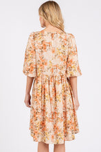 Load image into Gallery viewer, New Summer Flower Print Linen Blend Babydoll Mini Dress – Lightweight Floral Babydoll Dress with Relaxed Fit and Gathered Waist