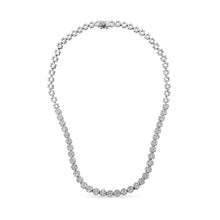 Load image into Gallery viewer, IGI Certified 14K White Gold 8.0 Cttw Pave Set Round-Cut Diamond Cluster Graduating Riviera Statement Necklace (H-I Color, I1 Clarity)