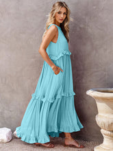 Load image into Gallery viewer, Romantic Ruffled Sleeveless Tiered Maxi Dress with Pockets Elegant & Chic Statement Beautiful Design Dress