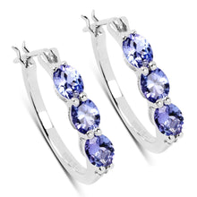 Load image into Gallery viewer, 1.99 Carat Genuine Tanzanite and White Diamond .925 Sterling Silver Earrings