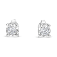 Load image into Gallery viewer, .925 Sterling Silver 1/2 Cttw Near Colorless Round Brilliant-Cut Diamond Miracle-Set Stud Earrings (H-I Color, I2-I3 Clarity)