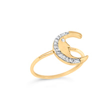 Load image into Gallery viewer, 10K Yellow Gold 1/10 Cttw Diamond Crescent Moon Ring (I-J Color, I1-I2 Clarity) - Ring Size 6