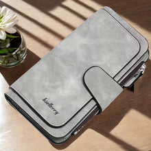 Load image into Gallery viewer, Vintage Faux Leather Long Wallet – Trifold Credit Card Holder with Snap & Zipper