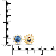 Load image into Gallery viewer, 1.87 Carat Genuine Blue Sapphire and White Diamond 14K Yellow Gold Earrings